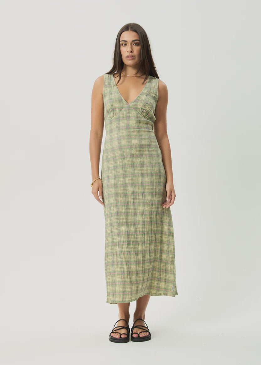 Tully Seersucker Maxi Dress - Position Green Check - Margaret River Hemp Co
