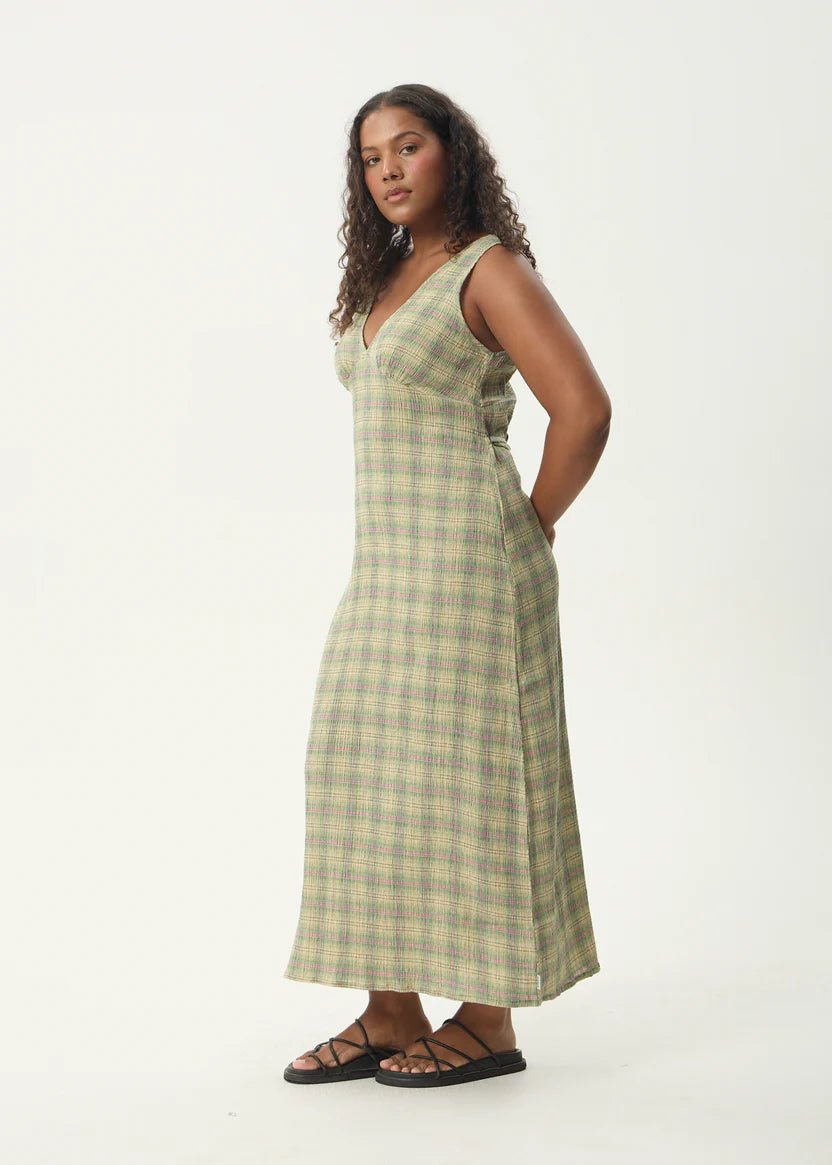 Tully Seersucker Maxi Dress - Position Green Check - Margaret River Hemp Co