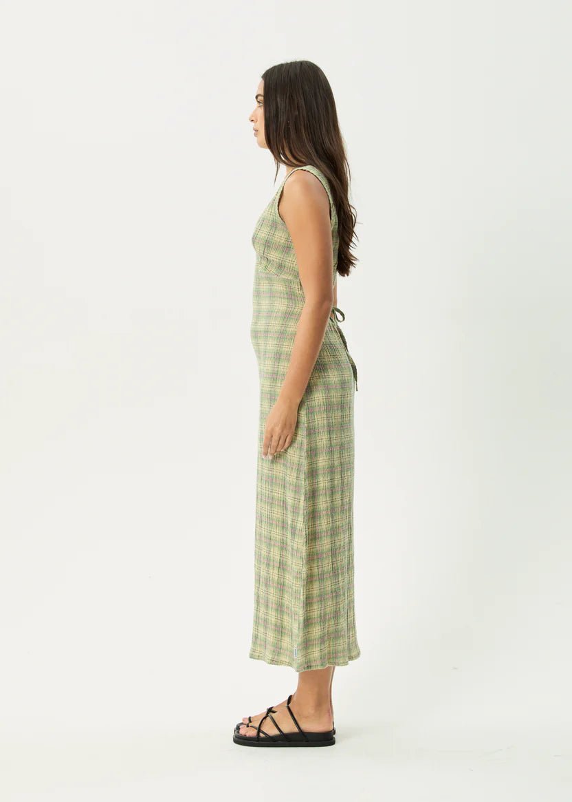 Tully Seersucker Maxi Dress - Position Green Check - Margaret River Hemp Co