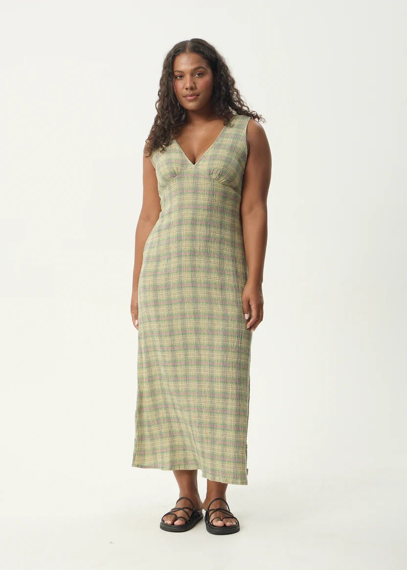 Tully Seersucker Maxi Dress - Position Green Check - Margaret River Hemp Co