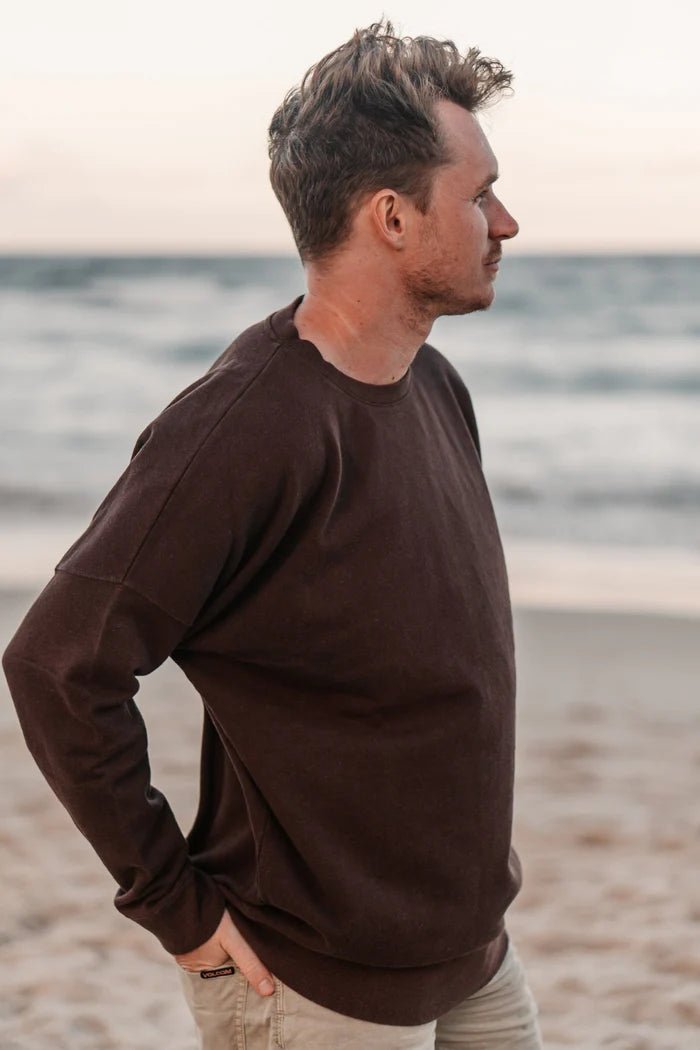 Unisex Crew Jumper - Cacao - Margaret River Hemp Co