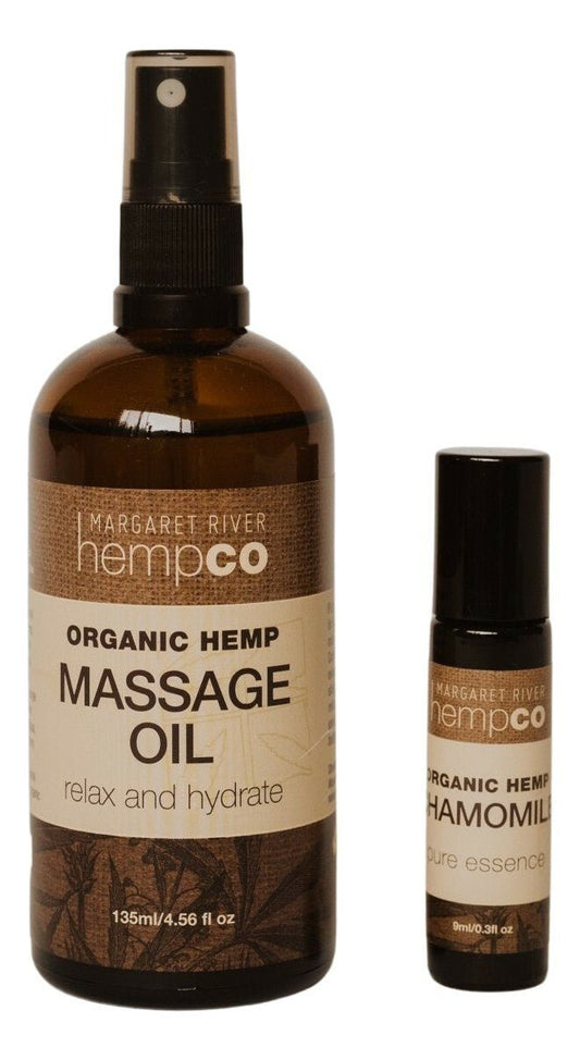 Heavenly Hemp Bundle - Massage Oil & Chamomile Pure Essence Roll On - Margaret River Hemp Co