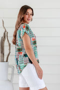 'V' Neck Pattern Shirt - Margaret River Hemp Co